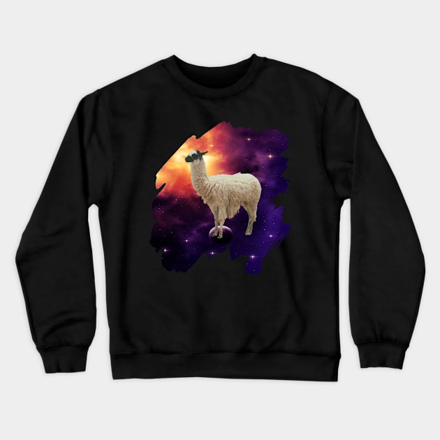 Llama in Outer Space Crewneck Sweatshirt by ro83land